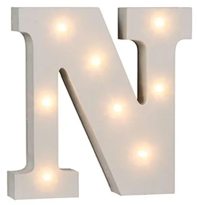 Immagine prodotto di Lettere e insegne e numeri in legno illuminati con LED da 16 cm circa, Modello:N