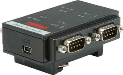 Produktbild von ROLINE USB 2.0 nach RS232 Adapter für DIN Hutschiene, 4 Port