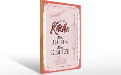 Produktbild von Holzschild  Meine Küche meine Regeln, 40 x 30 cm, Holzschilder Spruch Küche