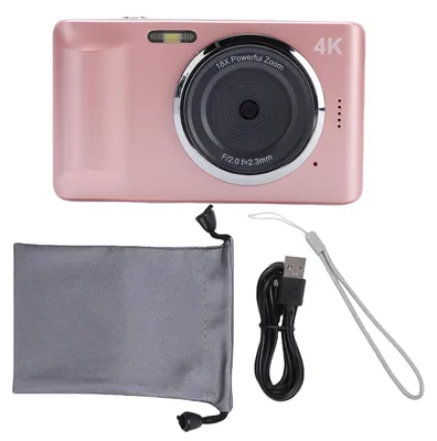 Produktbild von Digitalkamera 4K 64MP 2,8-Zoll-Display Autofokus 18-facher Zoom mit Blitz für Reiselebensaufnahmen Roseate