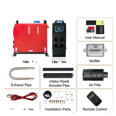 Immagine prodotto di Riscaldatore per auto, telecomando, riscaldatore ausiliario, 5KW Blu LCD 4 fori