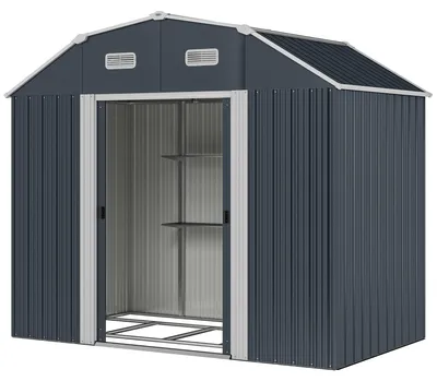 Productafbeelding van Outsunny tuinhuis van staal, 2,7 m², tuinhuis met UV-bescherming, donkergrijs