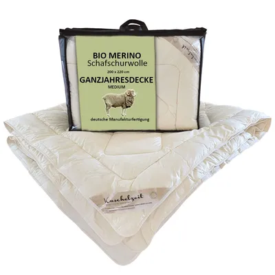 Produktbild von Bio Merino Schafschurwolle Ganzjahresdecke Kuschelzeit kbA und kbT in 200x220 cm