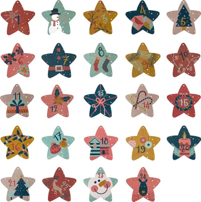 Produktbild von Oblique Unique 24 Adventskalender Stern Sticker Zahlen Aufkleber mit Kinder Motiven Weihnachten Basteln Weihnachtsdeko
