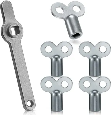Imagen del producto de Juego de 6 llaves para purgar radiadores, 1 mango de acero inoxidable, 5 de aleación de zinc, para purgar radiadores