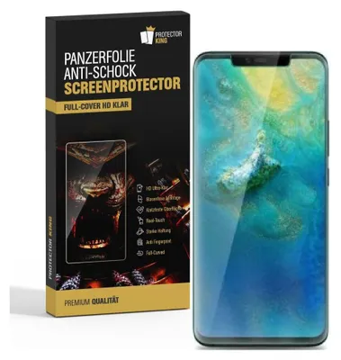 A product box for a screen protector and the screen protector itself applied to a phone.
