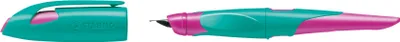 Image de Stylo scolaire ergonomique pour droitiers avec plume A pour débutants - STABILO EASYbirdy en turquoise/rose fluo - Stylo simple - cartouche incluse