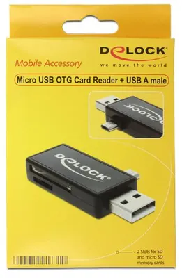 Produktbild von DeLOCK 91731, MicroSD (TransFlash), MicroSDHC, MicroSDXC, MMC, SD, SDHC, SDXC, Schwarz, USB 2.0, 55,2 mm, 28,7 mm, 9,2 mm