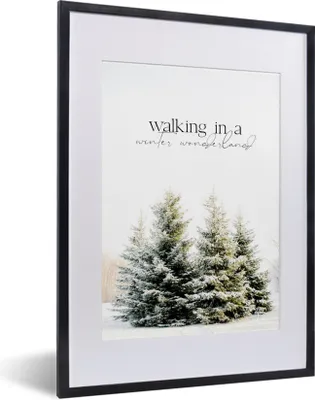 Produktbild von MuchoWow® Gerahmtes Poster Weihnachtsbaum - Schnee - Winter 30x40 cm - Poster mit Schwarzem Bilderrahmen Wandposter Rahmen Foto Bilder - Wandposter Schlafzimmer