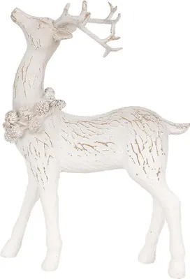 Obrázek produktu pro Clayre & Eef 6PR4284 Dekorace z bílého jelena 13x5x19 cm Polyresin