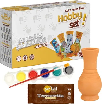 Produktbild von Minadax Hobby Set 250g Natur-Ton Töpferset - Inklusive Fertig-Vase, Farben und Pinsel für grenzenlose Kreativität
