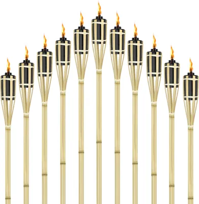Image de LARS360 36 pièces torches de jardin Torches de jardin 90cm, torches à huile Torches en bambou avec mèche d'ambiance pour la décoration extérieure