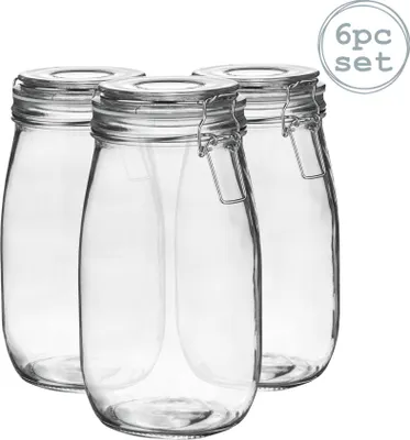 Produktbild von Vorratsgläser aus Glas – 1,5 Liter – weiße Versiegelung – 6 Stück