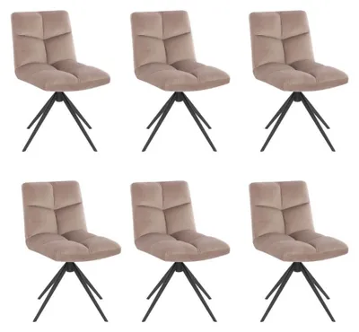 Produktbild von HOME DELUXE - Esszimmerstuhl NODA - 6er Set, Farbe: Samt Hellbraun - 360 Grad drehbar, weiche Polsterung, bis 120 kg belastbar I Küchenstuhl Speisestühle Esszimmerstühle