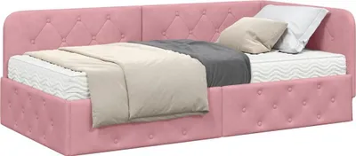 Produktbild von Eleganter Möbel Eckbettgestell mit Matratze mit Kopfteil Rosa 90 x 200cm Samt - CJG619094 - Klassische BettenJugendbett Tagesbett