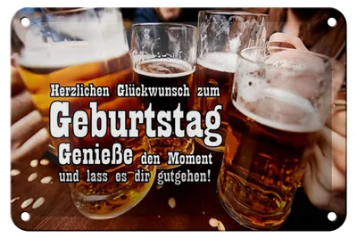 Produktbild von Blechschild Spruch 18x12cm Glückwunsch zum Geburtstag Bier