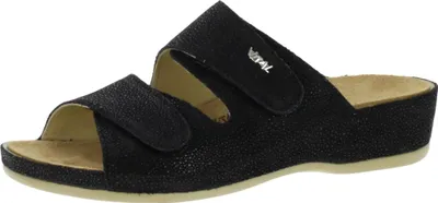 Produktbild von Vital Vitalette 0612M Wechselfussbett Pantoletten Damen mit Lederfussbett und TPU Sohle | Hausschuhe | Pantoffel |  Schwarz EU 41