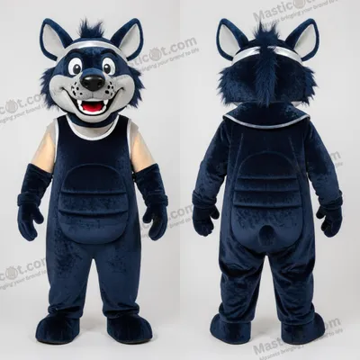 Image de Mascotte MASTICOT Hyène Rieuse Bleu Marine