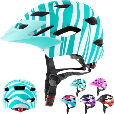 Obrázok produktu pre Detská cyklistická prilba RaMokey so svetlom, nastaviteľná zelená 48-56CM