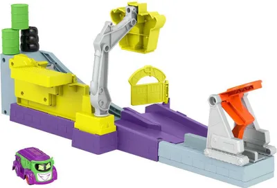 Image de Fisher-Price DC Batwheels Set de jeu Legion of Zoom, Jouet voiture de course et d'action crash, Joker-mobile, Mattel HNP07