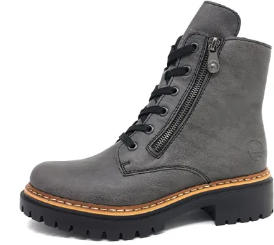 Produktbild von Rieker Damenschuhe Stiefeletten Schnürer Stiefel Grau Freizeit, Schuhgröße:37 EU