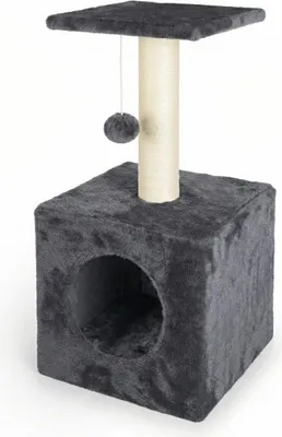 Obrázek produktu pro Škrabadlo pro kočky 64 cm s měkkým sedákem a spacím prostorem, strom pro aktivity, škrabadlo, stabilní sisalový škrabadlo s bambulkou, šedé
