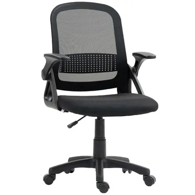 Produktbild von Bürostuhl – Netz-Bürostuhl – Gaming-Stuhl – Mit klappbaren Armlehnen und Lendenwirbelstütze – Höhenverstellbar – 60 × 57.5 ​​× 101 cm – Schwarz