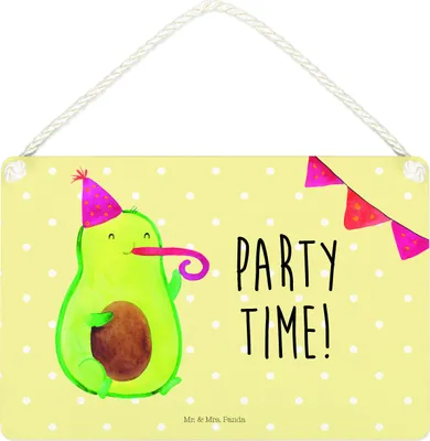 Produktbild von Mr. & Mrs. Panda wandtafel Avocado Party Zeit DIN A4 - Gelb Pastell - Geschenk, Holzschild, Wandbild Holz, Feier, Geburtstag, holzbild, Schild, Schulabschluss, Türschild