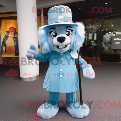 Produktbild von Maskottchenkostüm REDBROKOLY Himmelblauer Löwe mit Etuikleid und Hutnadeln
