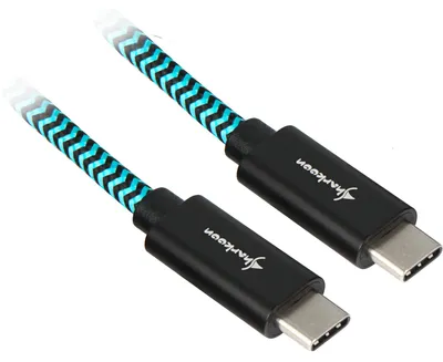 Produktbild von USB 3.2 Gen 2 Kabel, USB-C Stecker > USB-C Stecker (schwarz/hellblau, 1 Meter, gesleevt)