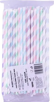 Image de Pailles en papier PASTEL PASSIONS MIX COLOUR 200x6mm / 100 pcs
