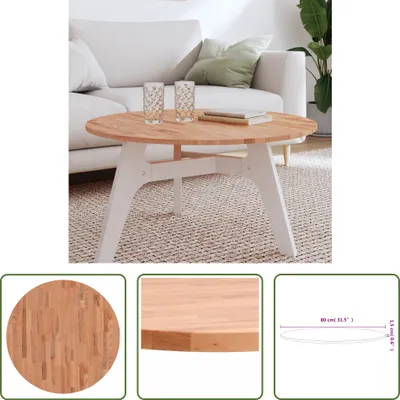 Produktbild von The Living Store Tischplatte Ø80x1,5 cm Rund Massivholz Buche