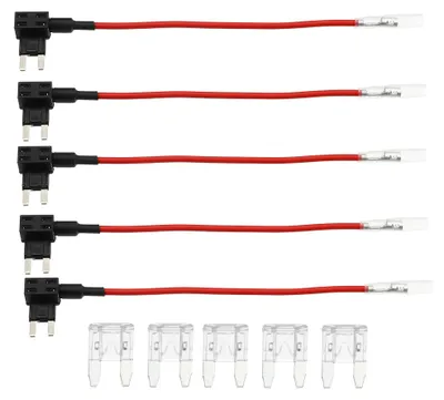 12V Sicherungsadapter-Set, 5x 25A Flachsicherungen, Kunststoff