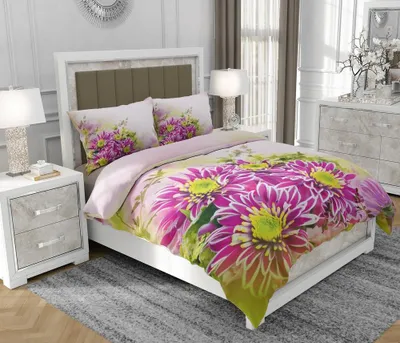 Immagine prodotto di Biancheria da letto 140x200 cm + 2x70x80 cm, set 3 pezzi, 100% cotone, cerniera, Fiori, rosa - SOVIO | So.0018