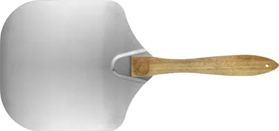 Produktbild von Krumble Pizzaschaufel - Edelstahl - Quadratisch - Mit Holzgriff - 64 x 30 cm (LxB) - Pizzaschaufel - Grillzubehör - Silber - Hellbraun