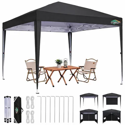 Productafbeelding van Paviljoen, 3x3 meter, waterdicht, stabiel, wintervast, met 4 zijwanden, UV-bescherming, zwart