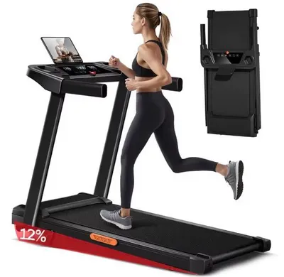 Produktbild von Elektrisches Laufband, 12 % Steigung, klappbares Heimlaufband mit 136 kg Belastbarkeit, für Cardio-Training, SF10
