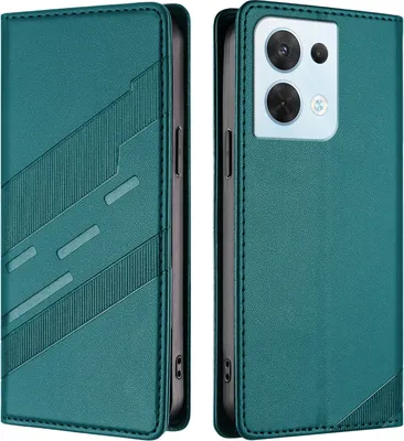 Produktbild von Hülle für Oppo Reno8 5G, Kunstleder Brieftaschen Handyhülle mit Kartenfach und Standfunktion Grün