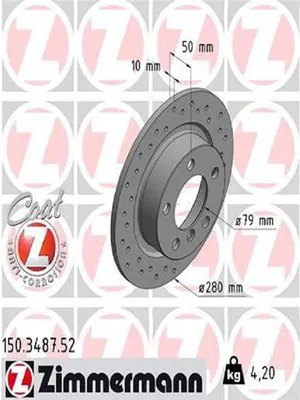 Produktbild von 2x ZIMMERMANN Bremsscheibe 150.3487.52 für MINI Countryman (R60) Paceman (R61)