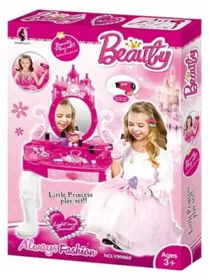 Produktbild von Adar Schminktisch Prinzessinnen Rosa mit Hocker Lichter
