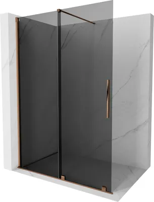 Produktbild von Mexen Velar Walk-in Duschtür, 140x200cm, Graphit, Roségold, 8mm Glas