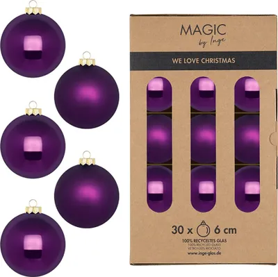 Produktbild von Weihnachtskugeln Glas 6cm 30 Stück - Purple Symphony