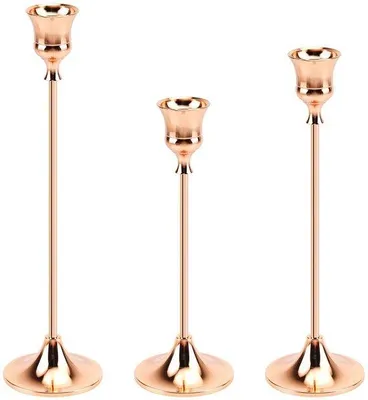 Immagine prodotto di Candelabro a tre bracci in metallo dorato per tavoli, decorazioni di nozze, compleanni, 19/22/24,8 cm