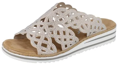 Produktbild von RIEKER Damen Pantolette beige Kunstleder Strasssteine - Größe: 37