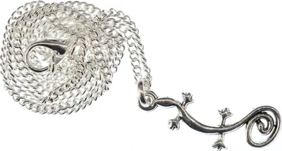 Produktbild von Salamander Kette 45cm Halskette Anhänger Gecko Echse Eidechse Gekko silber