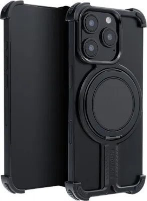 Produktbild von Bracket Case – Robuste Aluminium-Handyhülle mit integriertem Ringständer kompatibel mit iPhone 15 Schwarz