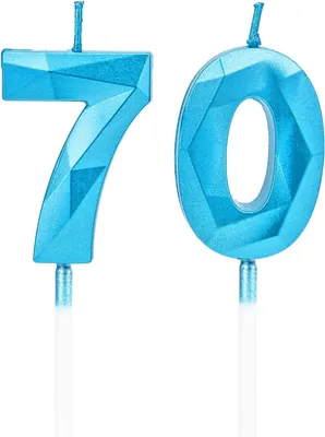 Image de Numéro 70 : bougies d'anniversaire bleues, décoration pour gâteau