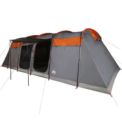 Produktbild von Tunnel-Familienzelt 10 Personen Grau und Orange Wasserdicht
