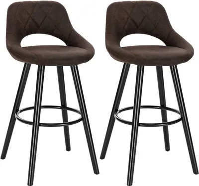 Produktbild von WOLTU Barhocker 2er Set Barstuhl Bistrohocker Tresenhocker mit Lehne und Fußstütze Design Stuhl Holz Stoffbezug Dunkelbraun