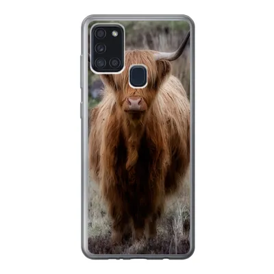 Produktbild von MuchoWow® Handyhülle Schutzhülle Hülle für Samsung Galaxy A21s Schottischer Hochländer - Moos - Gras Silikon Softcase Handy Hülle - Hartschale